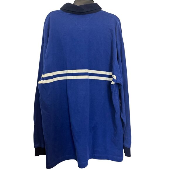 Vintage Tommy Hilfiger Rugby Long Sleeve Shirt Mens XL Blue White Striped Logo C - Picture 5 of 7